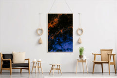 Blue and Fire Oil Paint Abstract Wall Art