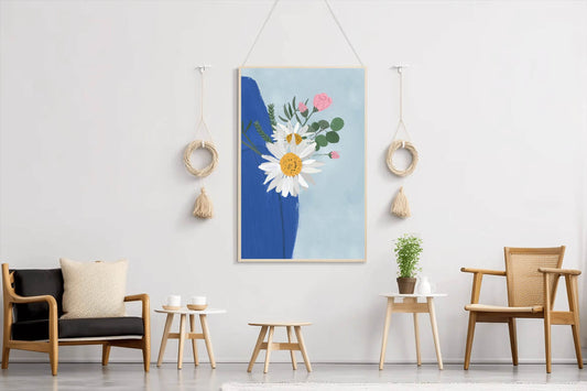 Flowers With Blue Vase Wall Art - beink online art store