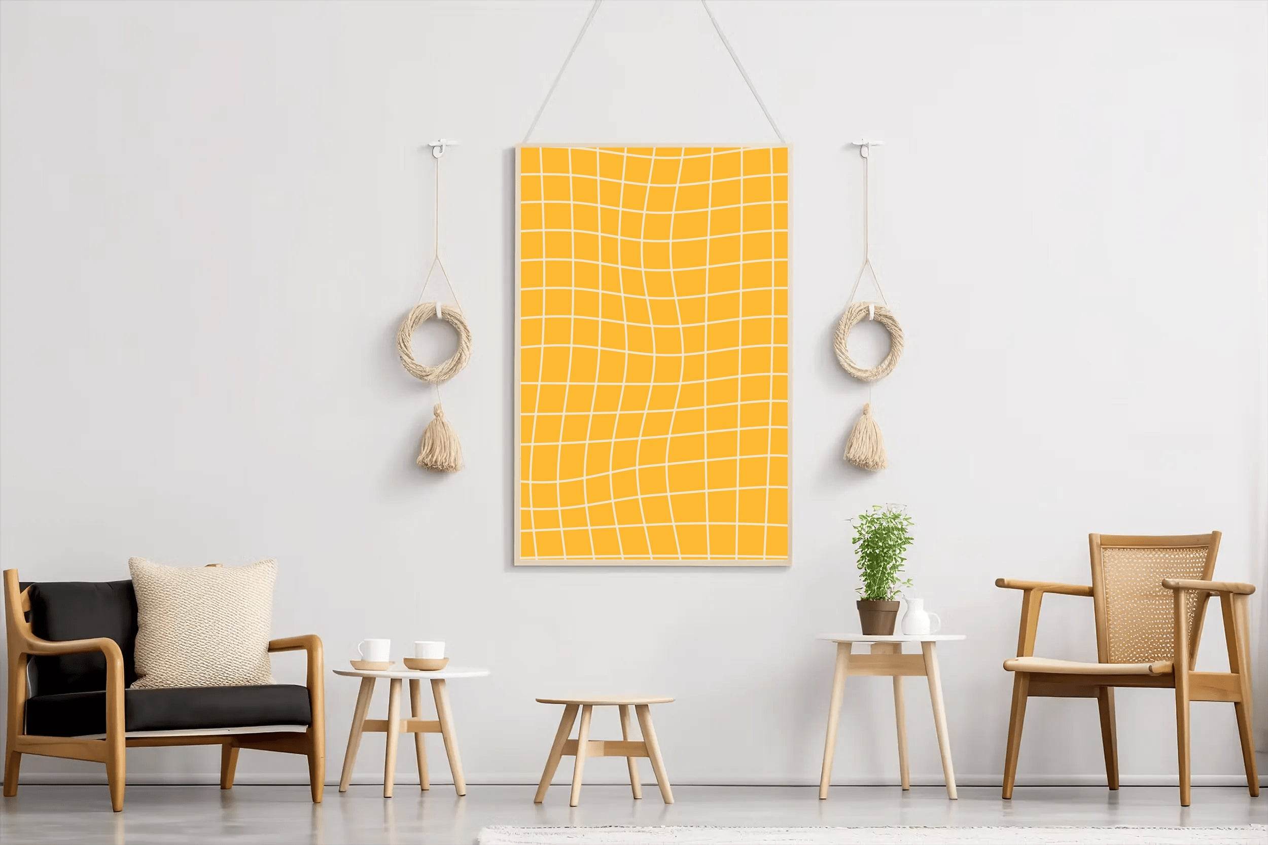 Yellow Curved Background Painting Wall Art - beink online art store
