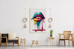 Woman Lips With Colorful Lipstick Wall Art