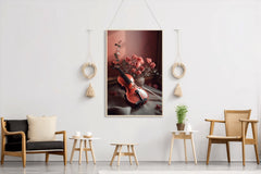 Stock Wooden Violin Next To The Vase Wall Art