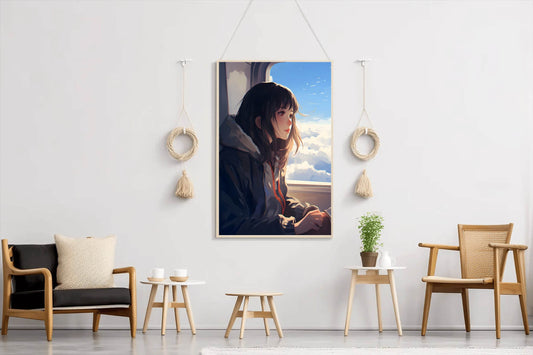 Anime character traveling in Plane Anime Wall Art - beink online art store