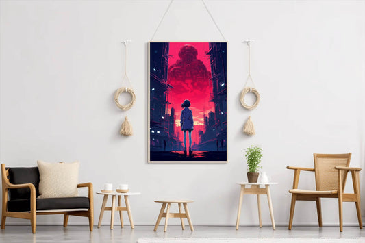 Anime Girl Standing in a Dark Alley Wall Art - beink online art store