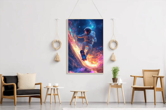 Astronaut Floating Space with skate board - beink online art store