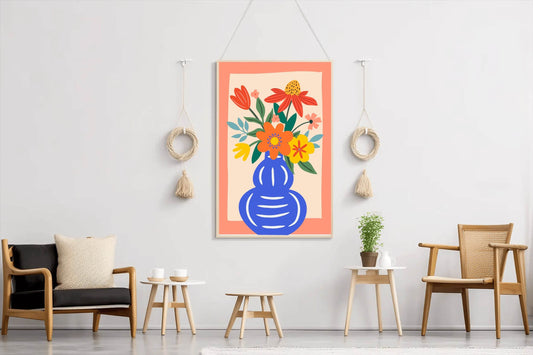 Painting a Blue Vase With Flowers Wall Art - beink online art store