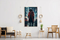 Cyberpunk Warrior In Urban Scenery Anime Wall Art