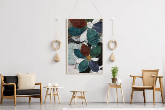 Blue and White Petal Patterns Wall Art - beink online art store