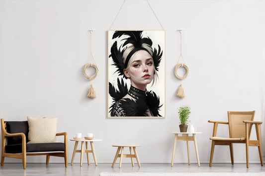 Lady with Blonde Hair feather Wall Art - beink online art store