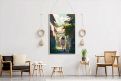 Lifestyle Scene With People In Anime Style  Wall Art