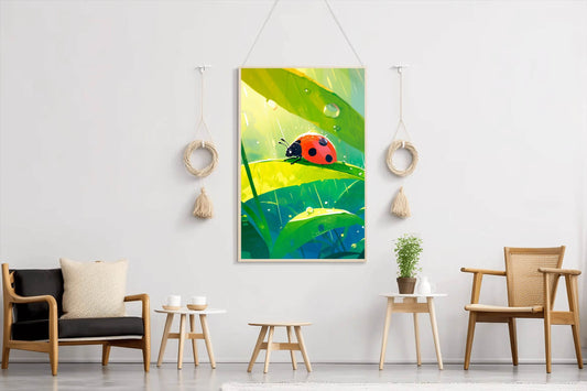 Ladybug on leaf Anime Wall Art - beink online art store