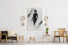 The Woman In Black In The Shadows Wall Art