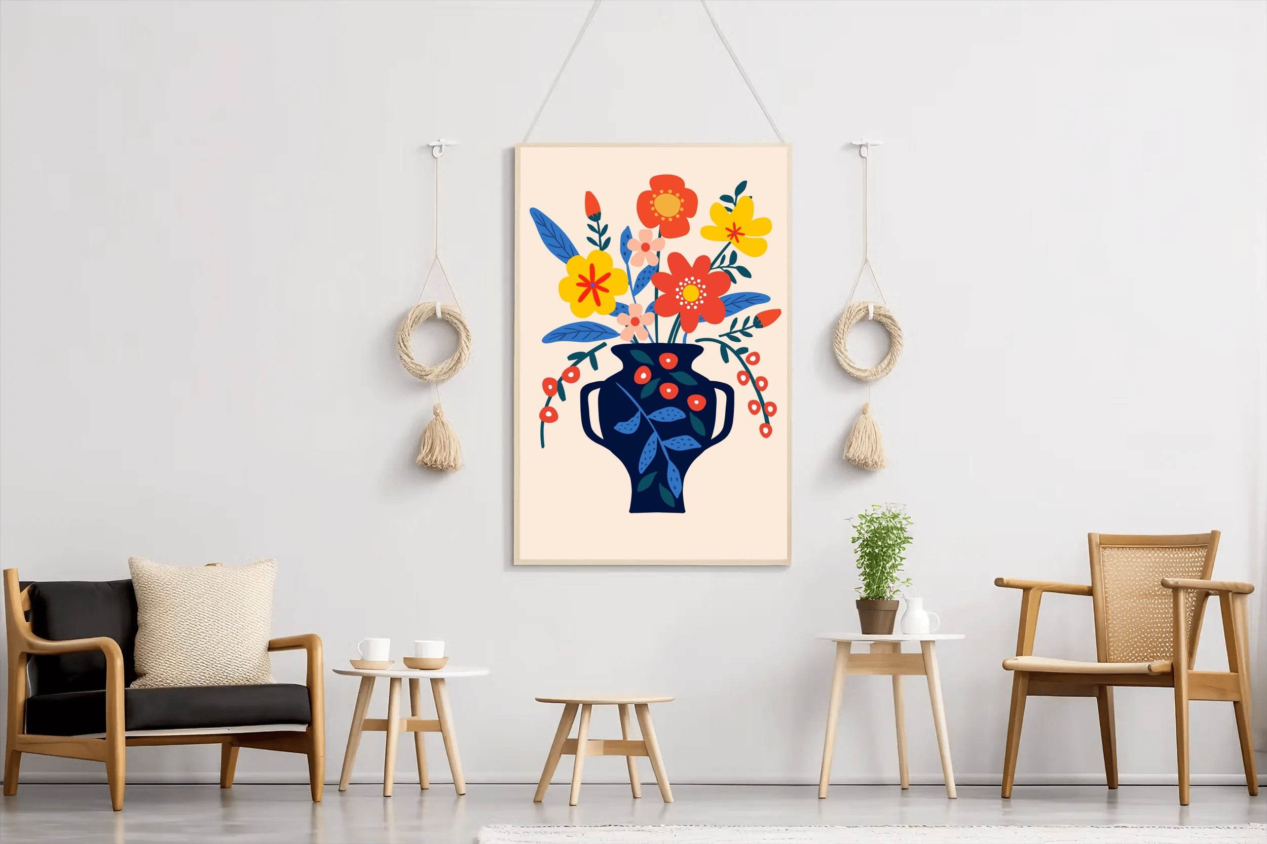 Painting Of a Clay Pot With Summer Flowers Art - beink online art store