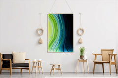 Dark and Green Waves Abstract Wall Art