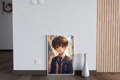 Anime style portrait of young Student school in Uniform  Wall  Art