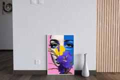 Modern Girl With Flowers Abstract Wall Art