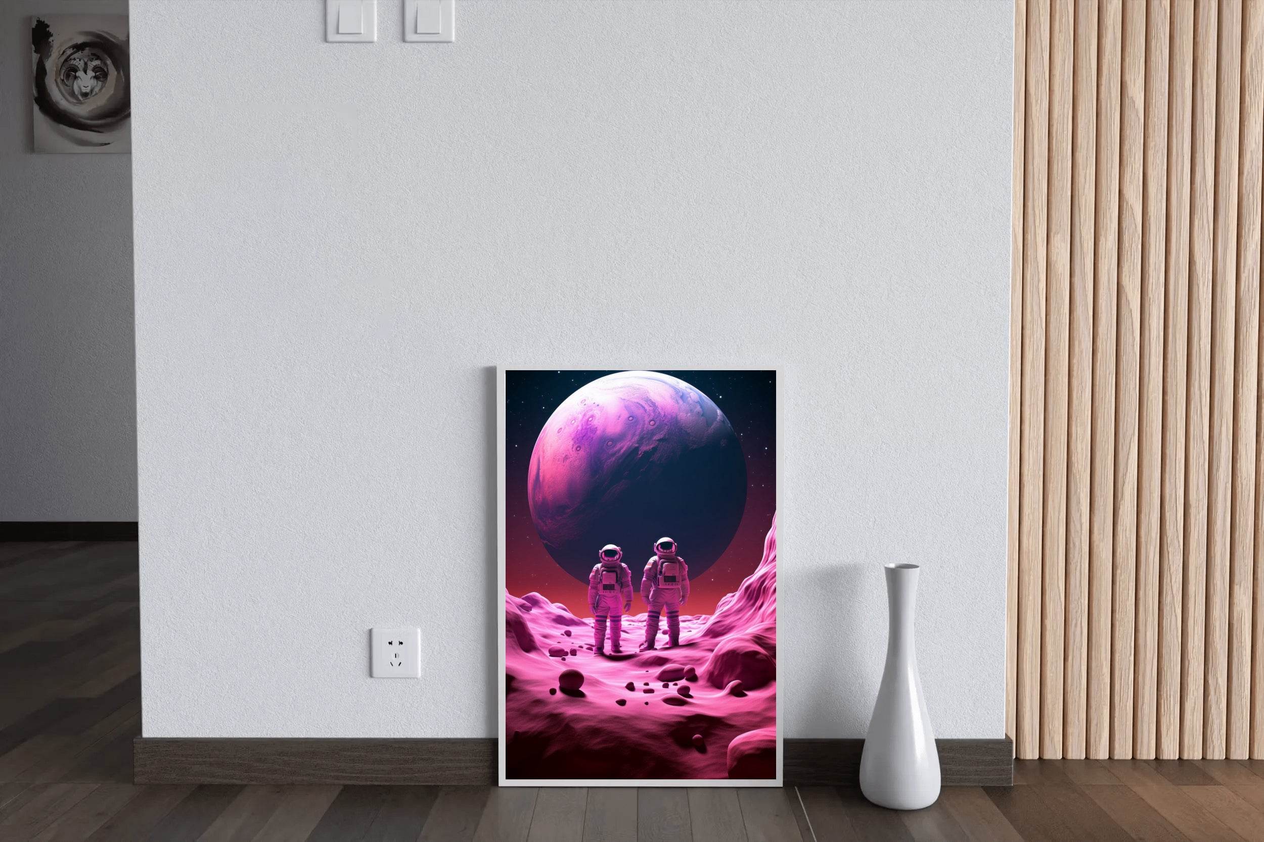 astronauts on a purple planet Wall Art - beink online art store