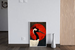 Black and Red Crane Wall Art