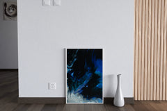 Blue Mix flowing Paint Abstract Wall Art