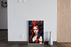 Red Hair Lady with Black Dress Wall Art - beink online art store