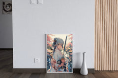 Girl Wearing Kimono Japanese Traditional in Garden Anime Wall  Art