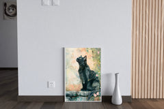 Watercolor Black Cat Animal Wall Art