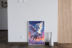 Painting of White Flying Unicorn Wall Art