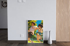 Anime style Boy and Girl Couple Running  Wall  Art