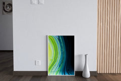 Dark and Green Waves Abstract Wall Art