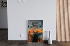 Screaming Black Cat Painting Wall Art