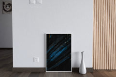 Night View on Mountain with Blue Light Abstract Wall Art