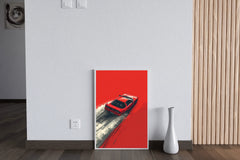 Red Sports Car & Red Background Wall Art