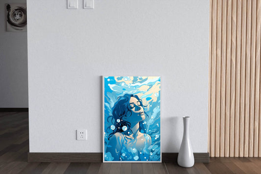 Girl Underwater Anime Wall Art - beink online art store