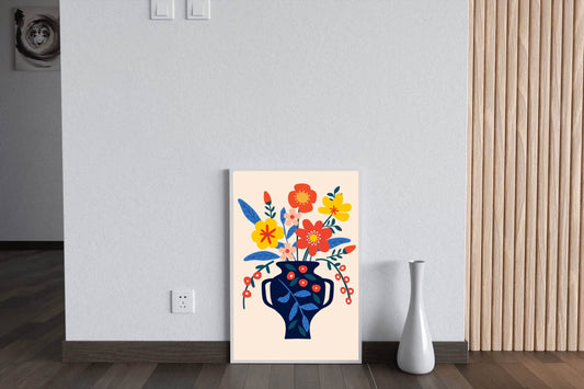 Painting Of a Clay Pot With Summer Flowers Art - beink online art store
