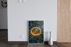 Digital Bitcoin Golden Logo Wall Art