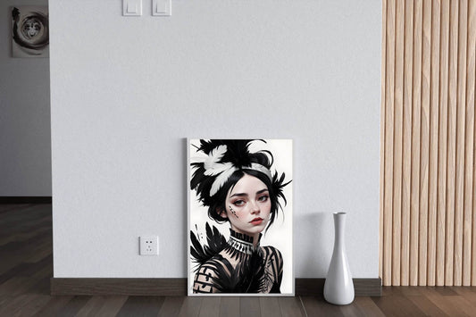 Lady with Feather Clothes Wall Art - beink online art store
