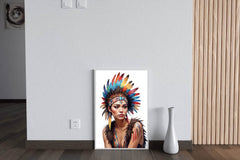 Native American Lady with Feathers Wall Art - beink online art store