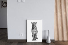 African Leopard Black & White Wall Art