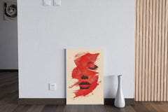 A Woman's Face In Red Wall Art