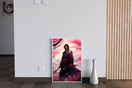 Slender Male Samurai With Short Black Hair Anime Wall Art - beink online art store