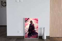 Slender Male Samurai With Short Black Hair Anime Wall Art