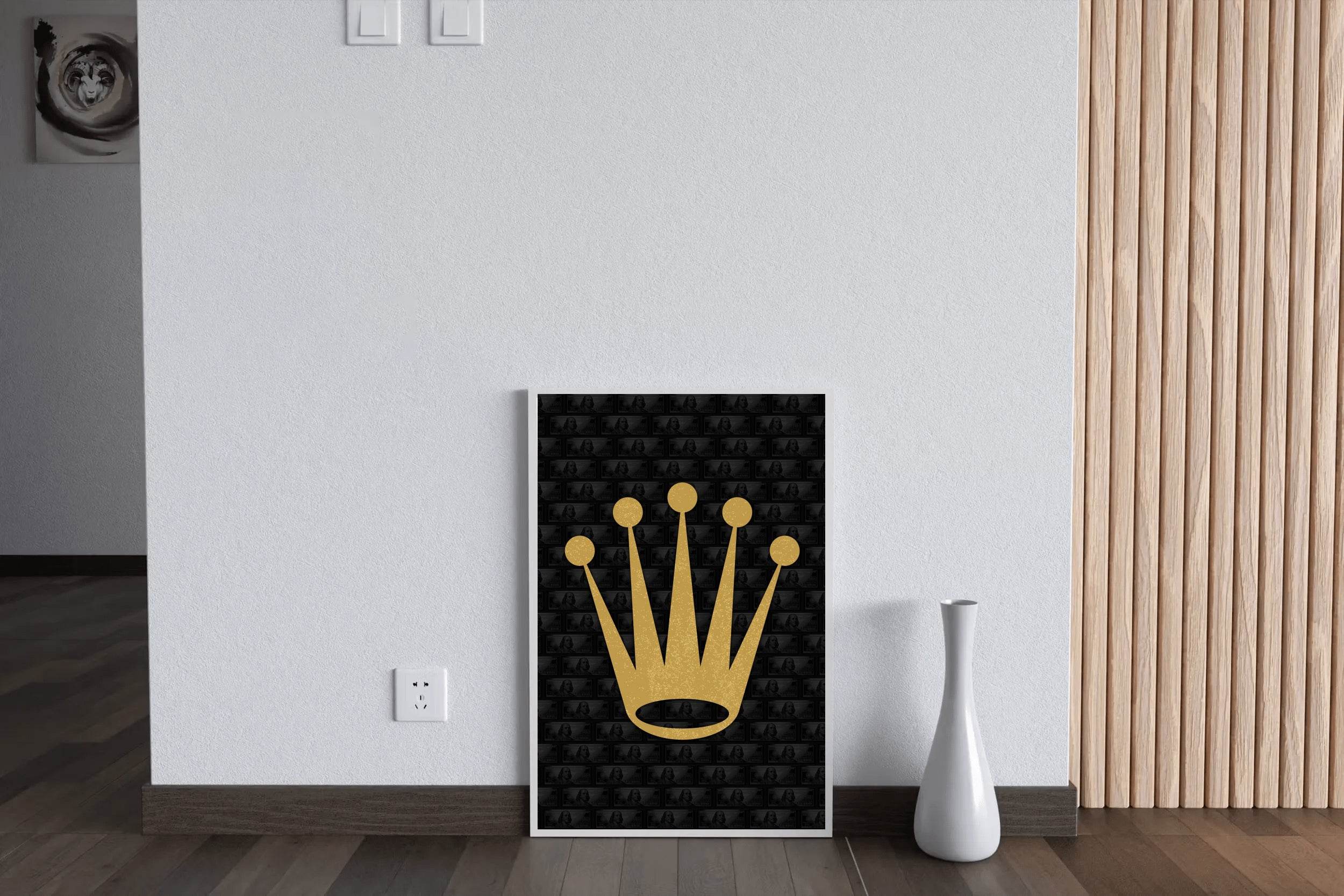 Golden Crown with Black Background Wall Art - beink online art store