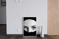 Woman Wearing Burqa Black & White Wall Art