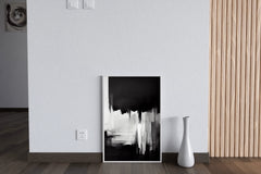 Black and White Brush Strokes Abstract Wall Art