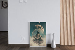 Astronaut is engaged in meditation in space wall art