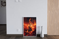 Fiery Rock Guitar Wall Art