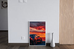 Black Camaro Sunset Wall Art