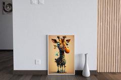 Cartoon Giraffe With Flower Animal Wall Art