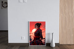 Young Ninja Girl on japan Monument Background Anime Wall  Art