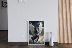 Black Unicorn With Horns Animal Wall Art