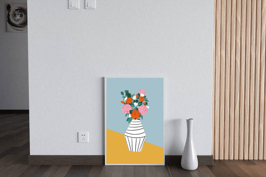 Black And White Vase With Spring Flowers Wall Art - beink online art store